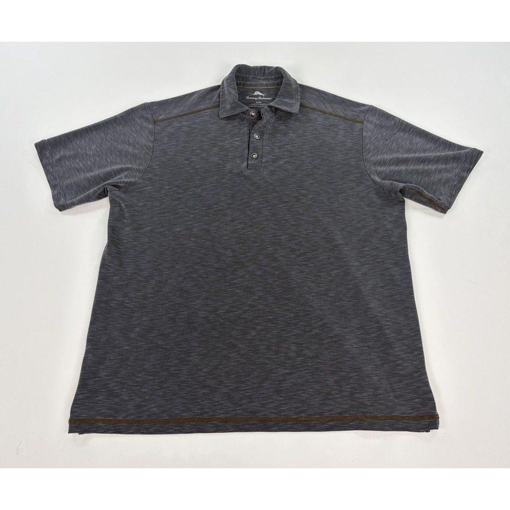 Tommy Bahama Men's M Polo Golf Shirt Gray Space Dye Lightweight Short Sleeve